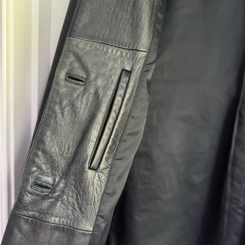 Banana Republic Vintage Black Leather Car Coat Jacket Fall Holiday Size Small